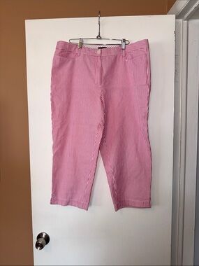 Talbots Pink & White Striped High-Rise Pants